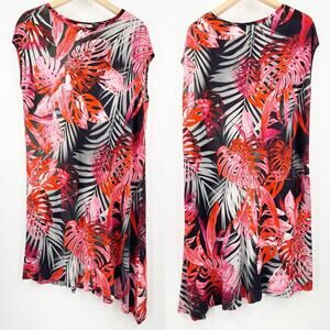 FUZZI Dress 100%Viscose Zaffiro Leaf Italian Designer Luxury Asymmetrical Small